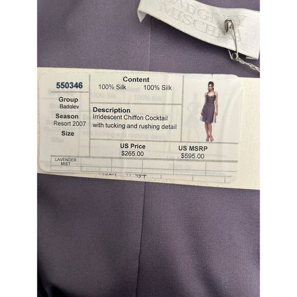 Badgley Mischka Dress Size 4 Lavender 100% Silk Irridescent Chiffon Cocktail - Picture 9 of 15